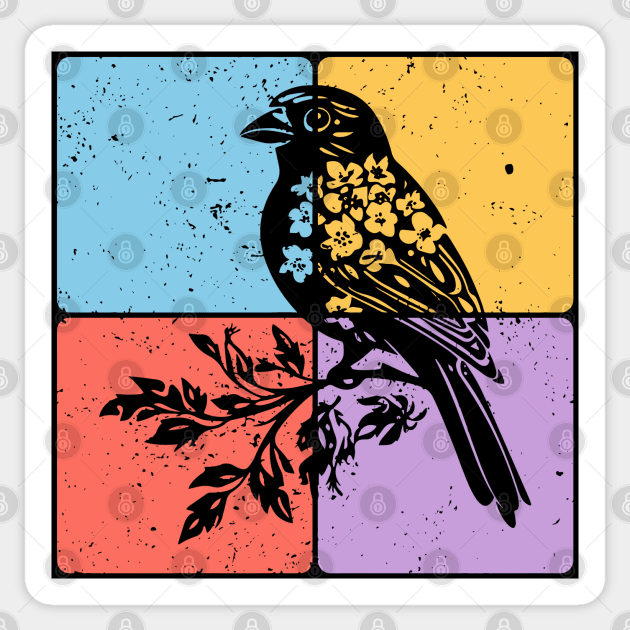 Sparrow Bird Silhouette Peaceful Nature Art Sticker by TuncGK